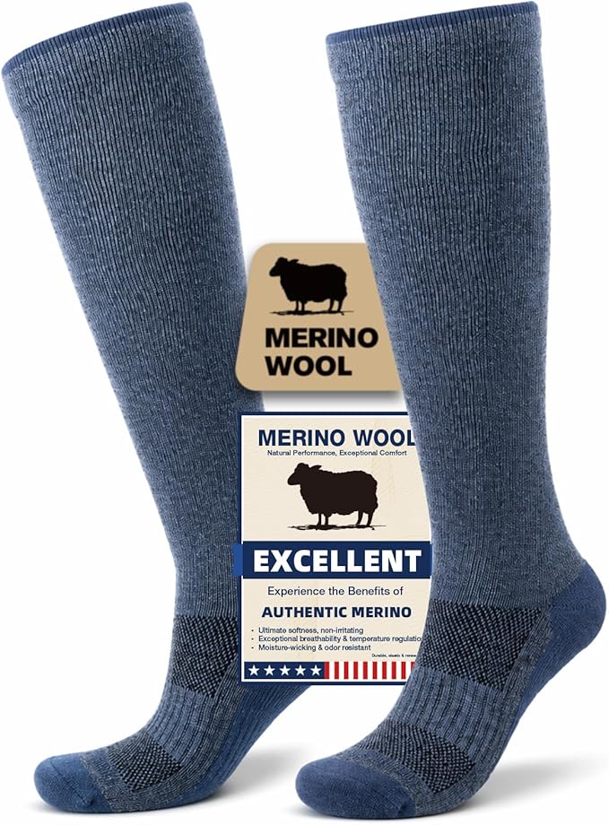 Merino Wool Compression Socks for Women & Men, 20-30 mmHg Knee High Dryarn Socks for Flying, Travel by Unknown