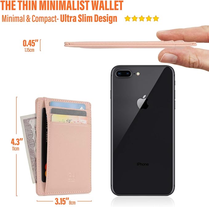 GH GOLD HORSE Slim RFID Blocking Card Holder Minimalist Leather Front Pocket Wallet for Women | Slim - Image 5