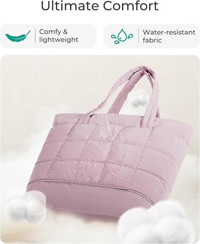 BAGSMART Expandable Tote Bag for Women, Puffer Work Tote Travel Bag | Quilted Carry On Bag for Travel Work Gym College, Waterproof Travel essentials - Image 6