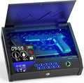 Gun Safe, Biometric Safes for Pistols with LCD Display of Time Battery, Fingerprint Quick Access Handgun Safe Pistol Bedside, Nightstand, Car, 2 Capacity by HOLEWOR