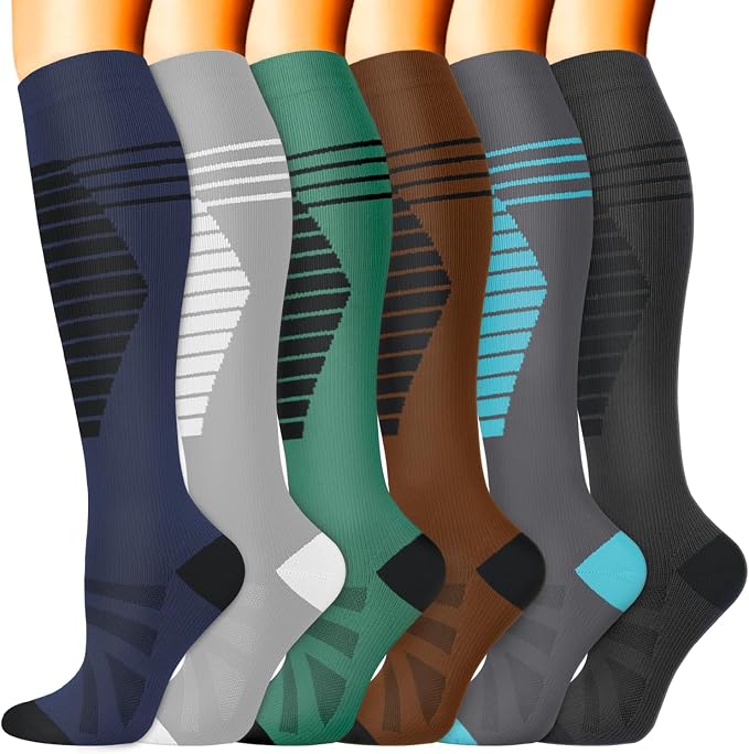 Sooverki Compression Socks for Women & Men 6 Pairs is Best Supportive Knee High Stockings for Circulation, Travel, Nurses by Sooverki