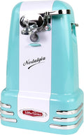 Nostalgia Retro Electric Can Opener for Kitchen with Magnetic Lid Remover, Knife Sharpener, and Soda or Beer Bottle Opener, Aqua by Nostalgia