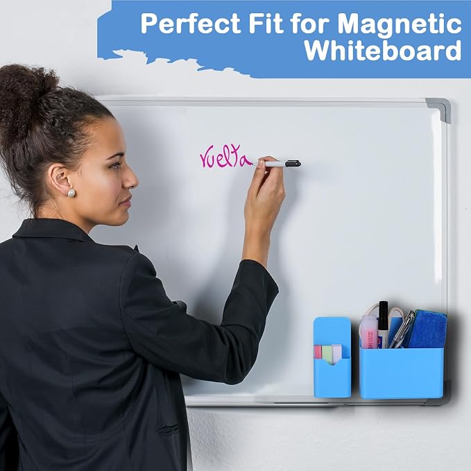 KITANIS Magnetic Pen Holder,2 Pack Magnetic Dry Erase Marker Holder with Generous Compartments,Strong Magnet Storage Marker Pen Pencil Organizer for Refrigerator,Whiteboard,Locker Accessories - Image 5