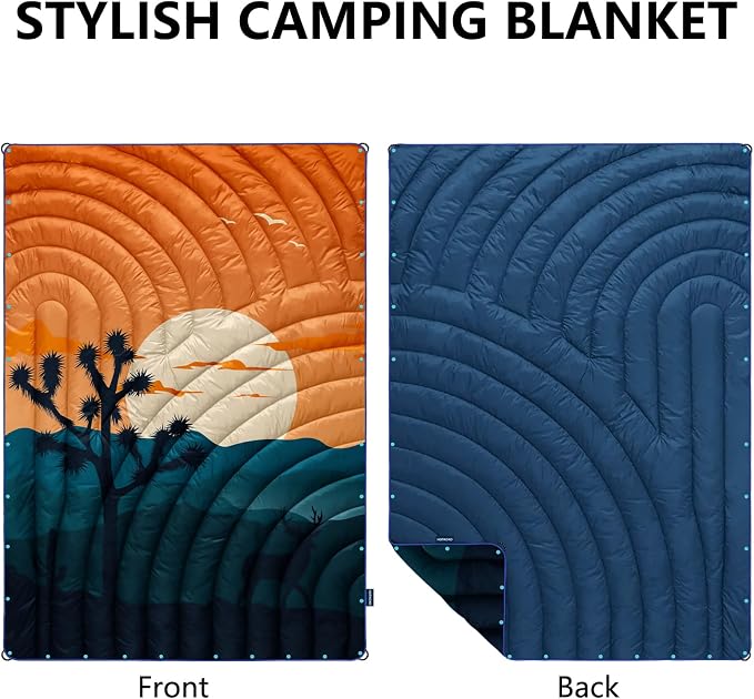 Puffy Camping Blanket,Large Camp Blanket Outdoor Camping Quilt Waterproof | Lightweight Printed Warm Packable Down Alternative Blanket for Camping,Traveling, Stadium, Hiking, Picnics - Image 2