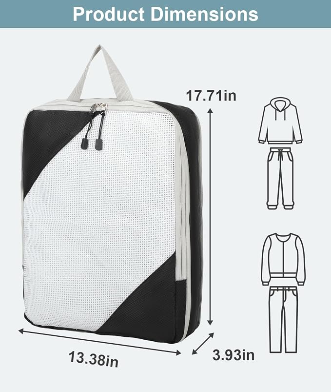 Barsine Large Compression Packing Cubes for Travel, 4-Pack Extra Large Packing Cubes with Double Compression Zipper, Luggage Organizers for Carry On, Cruise, Family Vacation & Business Travel - Image 3