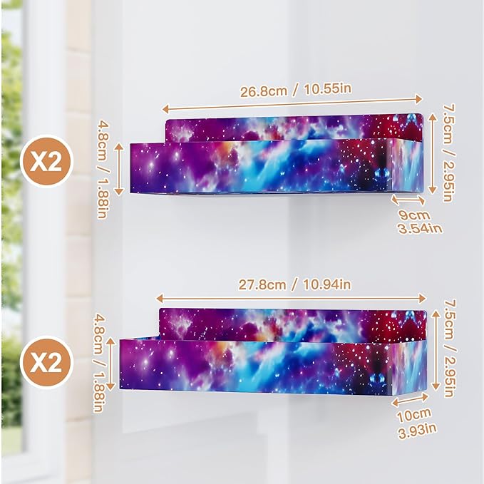 Mystozer Magnetic Spice Rack for Refrigerator, Kitchen Organizer and Storage Shelf, Starry Sky(4 Pack) - Image 2