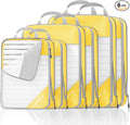 Compression Packing Cubes 6 Set, Compressible Space-Saving Packing Cubes for Travel - Compression Bags, Luggage Organizer, Travel Essentials for Women, Golden Yellow by NICOSHOW