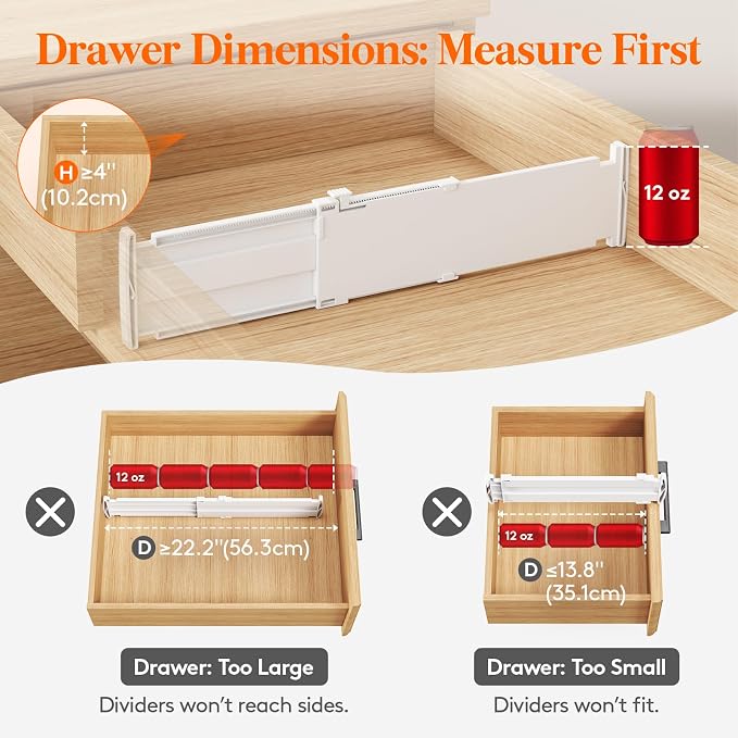 Lifewit 9 Pack 4" High Drawer Dividers, Adjustable Drawer Organizer Clothes | 13.8"-22.2" Expandable White Plastic Separators for Dresser, Kitchen, Cabinet, Nursery, Office, Socks & Underwear Storage - Image 6