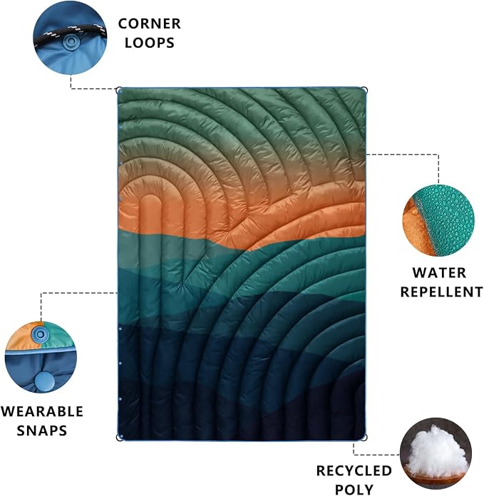Puffy Camping Blanket,Large Camp Blanket Outdoor Camping Quilt Waterproof | Lightweight Printed Warm Packable Down Alternative Blanket for Camping,Traveling, Stadium, Hiking, Picnics - Image 3