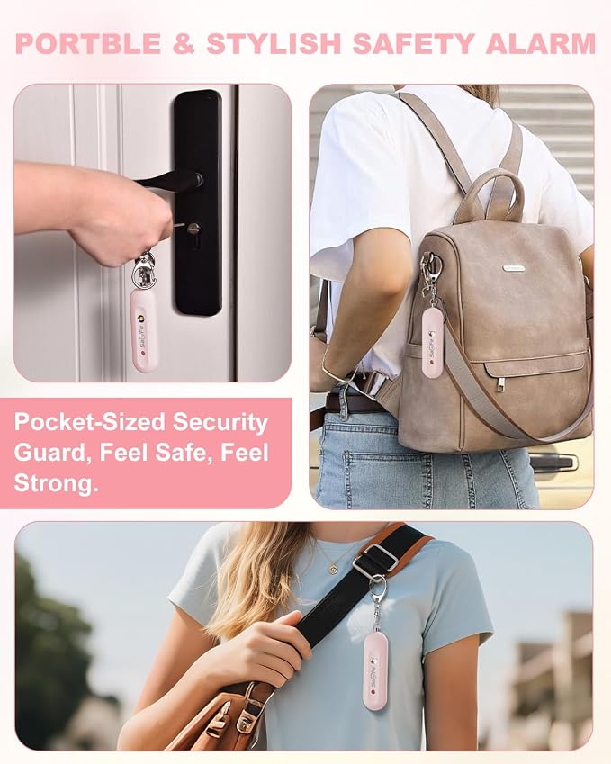 Personal Safety Alarm for Women - Waterproof Rechargeable Security Alarm - 140dB Extra Loud Siren with SOS Strobe Light - Self Defense Keychain for Women Girls Teens Seniors(Pink) - Image 5