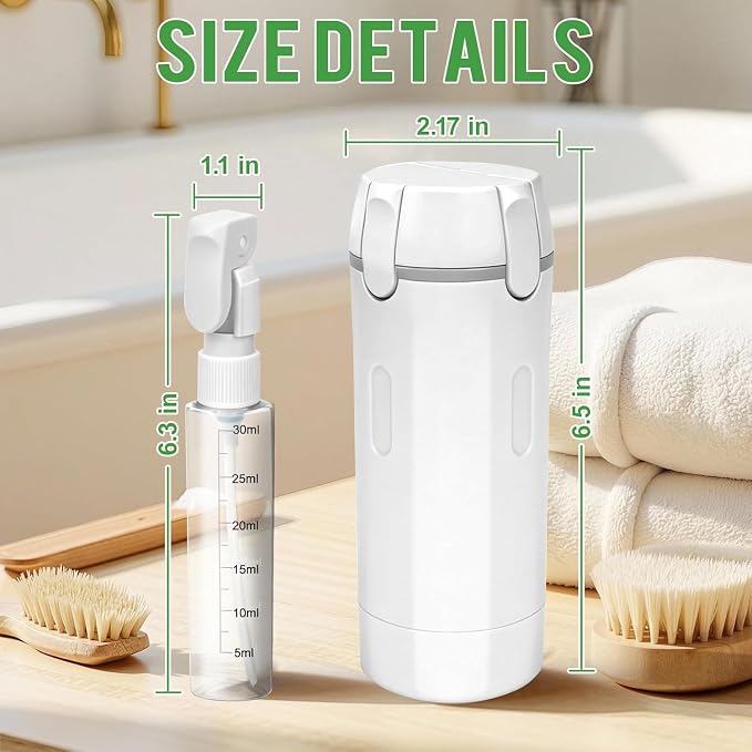 4 in 1 Travel Dispenser,4 Pack 30ML Travel Bottles for Toiletries,Refillable, Leak Proof and Portable,Suitable for Storing Shampoo, Shower Gel, Laundry Detergent, Suitable for Travel, Camping (White) - Image 7