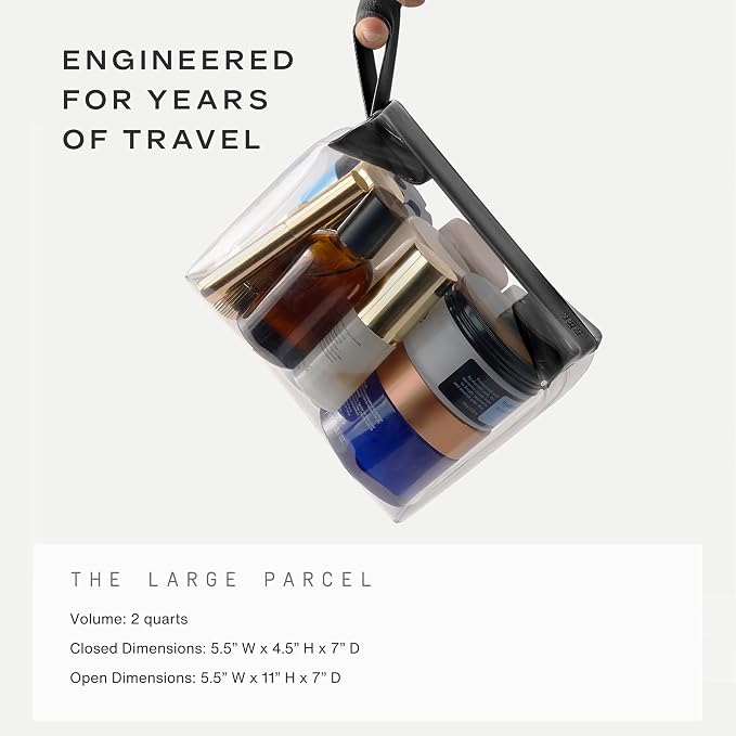 Cadence Parcel - Clear Travel Kit with Zipperless Magnetic Closure - Ink, Large - Durable, Leak-Resistant and TSA Approved Toiletry Bag - Modular Organization - Recycled TPU (2 Qt) - Image 5