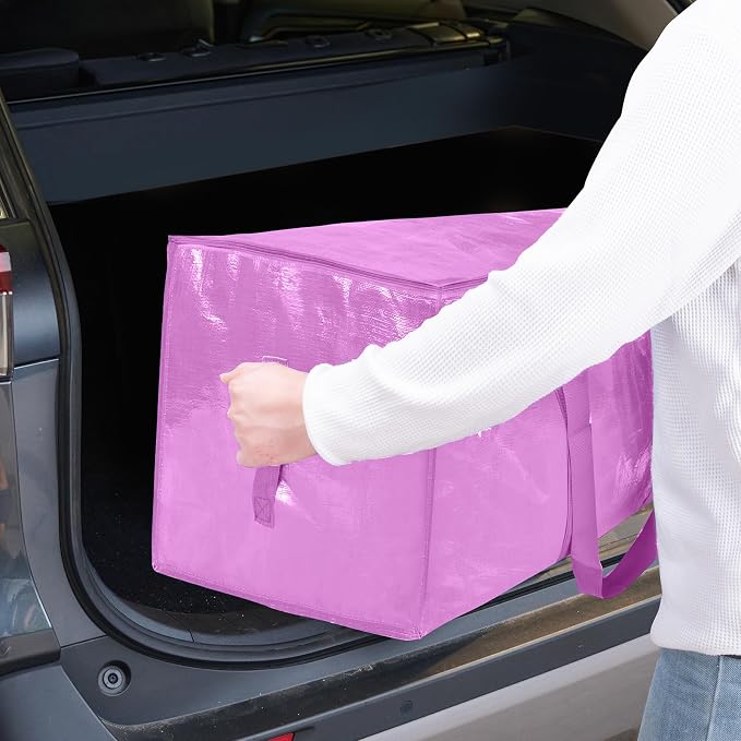 TICONN 2 Pack Extra Large Moving Bags Heavy Duty with Zippers & Carrying Handles, Durable Storage Bags Moving Boxes for Closet Organizers and Storage (2 Pack, Pink) - Image 10