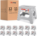 12 Pack 11 Inch Folding Step Stool, Sturdy Plastic Foldable Step Stool for Kids & Adults, Non Slip Lightweight Collapsible Foot Stools Holds 300 lbs, Ideal for Kitchen, Bathroom, Outdoor, Gray by ACSTEP