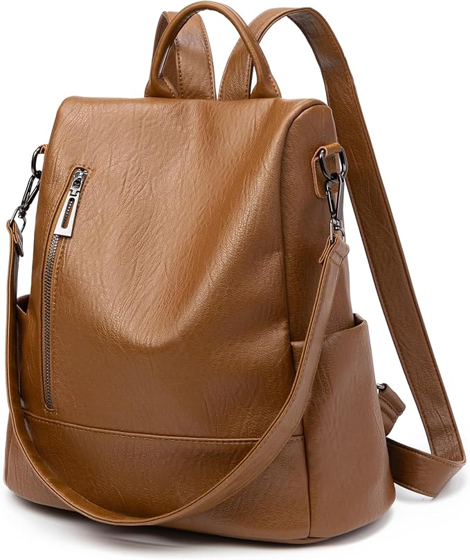 Fashion Backpack Purse For Women Anti-theft Rucksack Pu Leather Lightweight Water-resistant Shoulder Bag, Brown by Didida