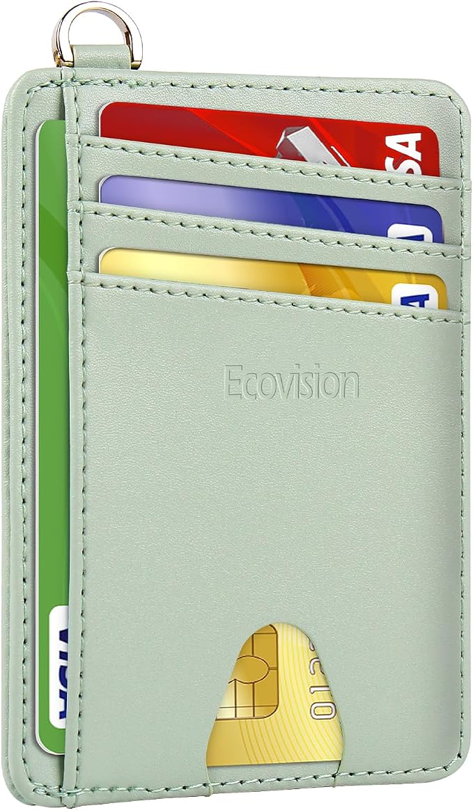Slim Minimalist Front Pocket Wallet, RFID Blocking Credit Card Holder Wallet with Detachable D-Shackle for Men Women by Ecovision
