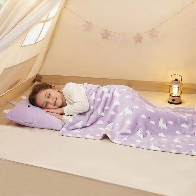 3-in-1 Kids Travel Pillow and Blanket Set | Snuggle Pillow with Hand Warmer, 40x60 inches Unicorn Blanket for Girls Compact, Perfect for Travel, Camping, Home and Office - Image 5