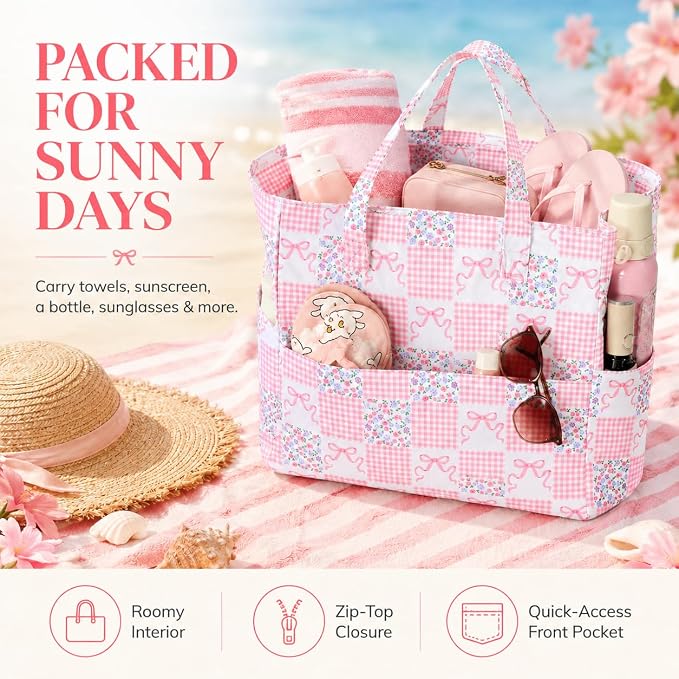 Bluboon Beach Bags for Women, Large Waterproof Tote Bag With Wet Compartment for Pool Weekender Travel Gym - Image 6