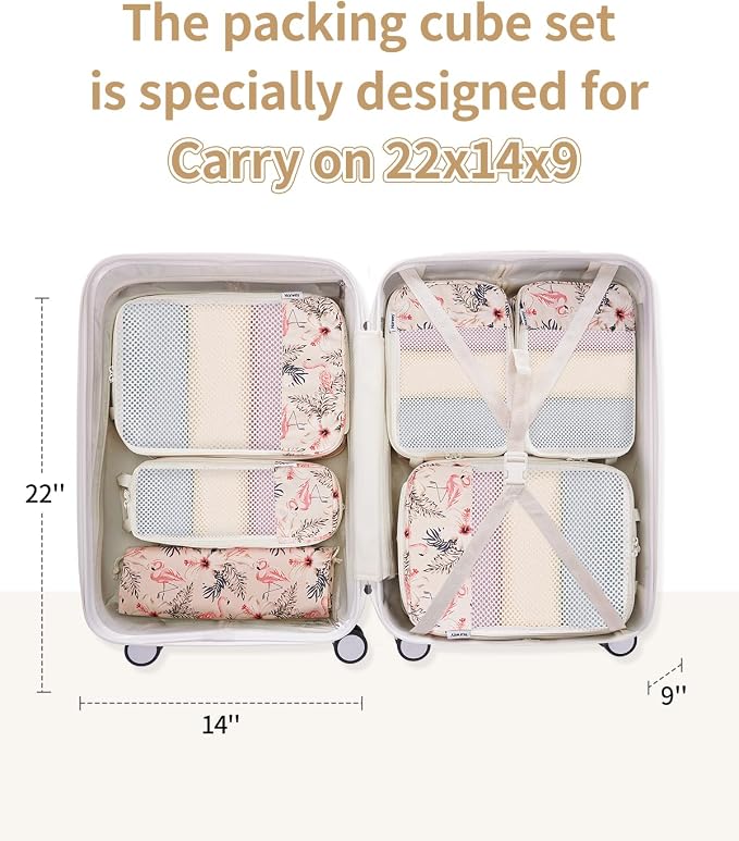 Narwey 6 Set Compression Packing Cubes for Travel Women Men, Travel Cubes for Carry On Suitcase, Durable Compression Luggage Organizer Bags - Image 2
