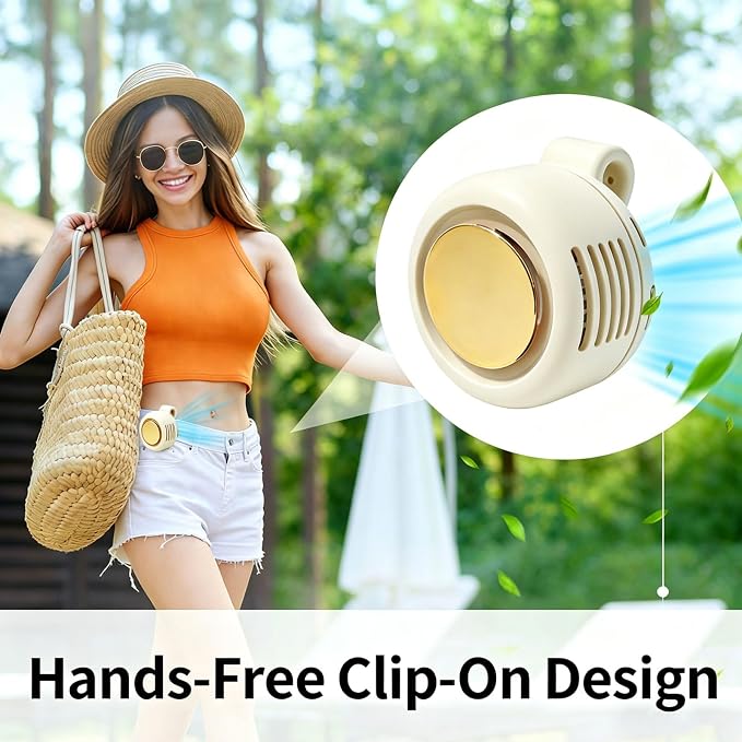 2026 New Portable silent mini bladeless fan 3-speed clip-on fan 360° rotatable suitable for outdoor, travel and office use, travel accessory (white) - Image 7