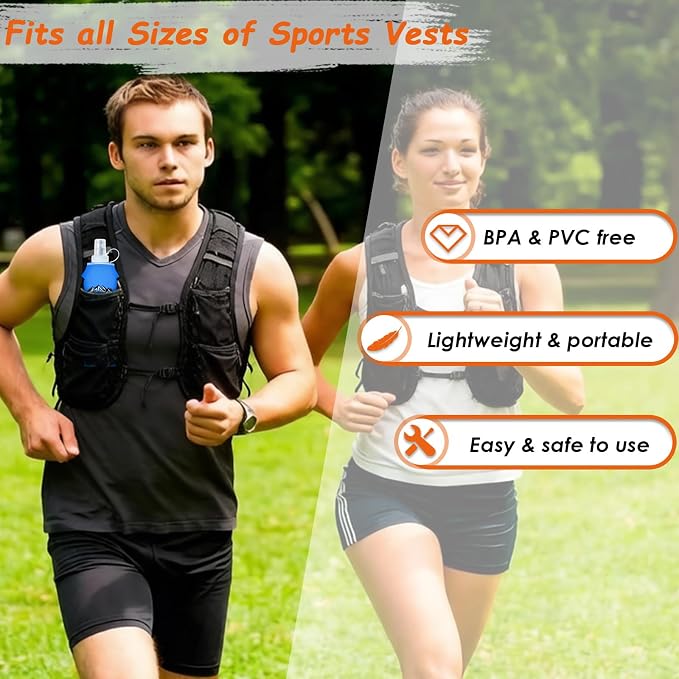 Flexible Running Bottles - Two Pack: 500ml/17oz, Foldable, BPA/PVC Free Soft Flask for Hydration Vests and Running Packs,Collapsible Leak-proof Pocket Bottle for Jogging, Hiking, Cycling, Climbing - Image 5