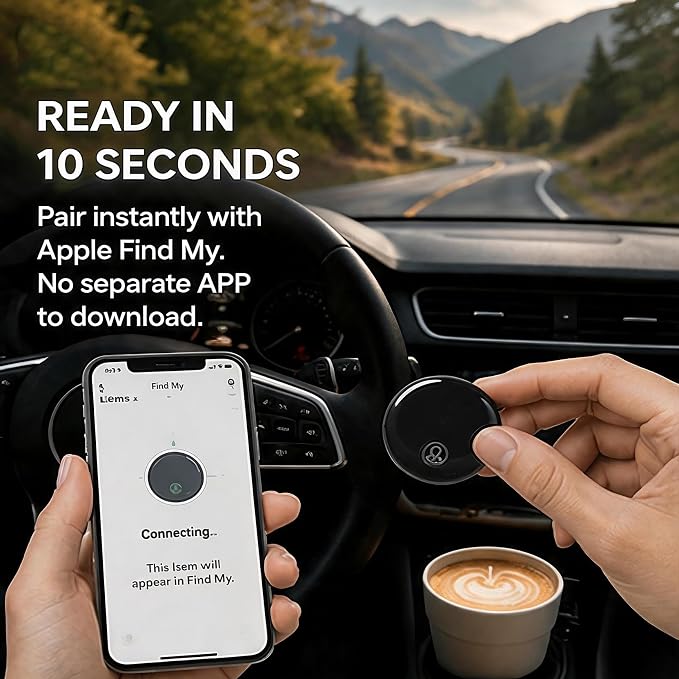 GPS Tracker for Vehicles【Apple MFi Certified】 Real-Time Tracking, No Monthly Fee/No SIM Card，Works with iOS Find My | Mini Hidden Magnetic GPS Locator, IP68 Waterproof, Reliable Performance (Black) - Image 4