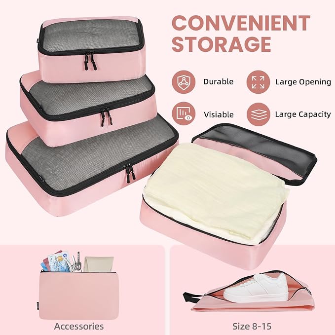 BAGAIL 8 Set/9 Set Packing Cubes Luggage Packing Organizer for Travel, Suitcase Packing Bags for Travel Accessories - Image 5