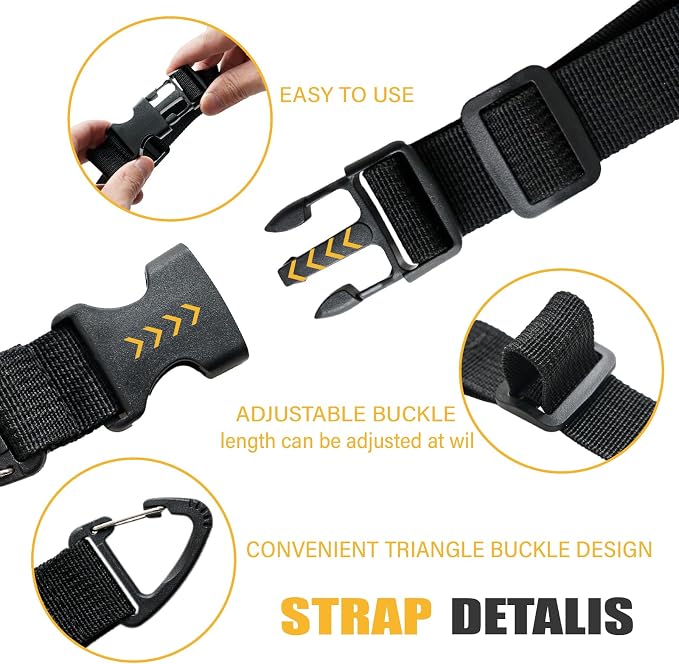 Heavy Duty Extension Cord Holder Organizer (8 Pack black) 17 Inch Adjustable Storage Straps with Triangle Clips Perfect for Garage Organization Workshop Storage and Men's Gadgets ﻿ ﻿ - Image 2