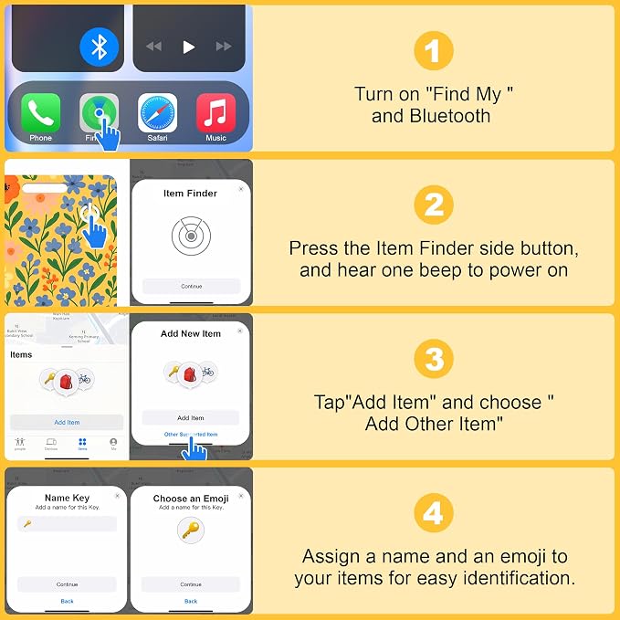 Wallet Tracker Card – Slim Bluetooth Tracker, IP68 Waterproof, Rechargeable Wireless Locator for Wallets, Luggage & Passports Compatible with Find My on iPhone (Yellow Blue Flowers) - Image 7