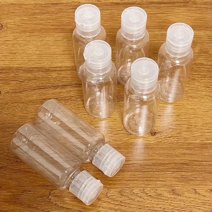 5 Pieces 1.67oz Flip Cap Bottles Plastic Empty Transparent Containers Bottle Refillable Squeeze for Travel Shampoo Cosmetic Lotion Toiletries (50ML) - Image 5