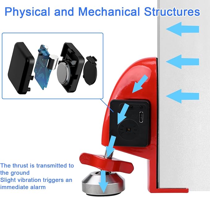 Portable Alarm Door Stopper, Rechargeable Door Jammer, Anti Theft Blocker for Hotel Room & Apartment Safety, Easy Installation Travel - Image 5