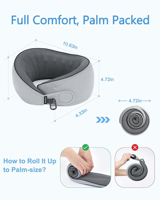 BeeVines Travel Pillow with Carry Case, Memory Foam Neck Pillows for Flight | 360° Wrap Around Support for Sleeping, Breathable & Washable Cover, for Long Flights, Car & Train Traveling - Image 9