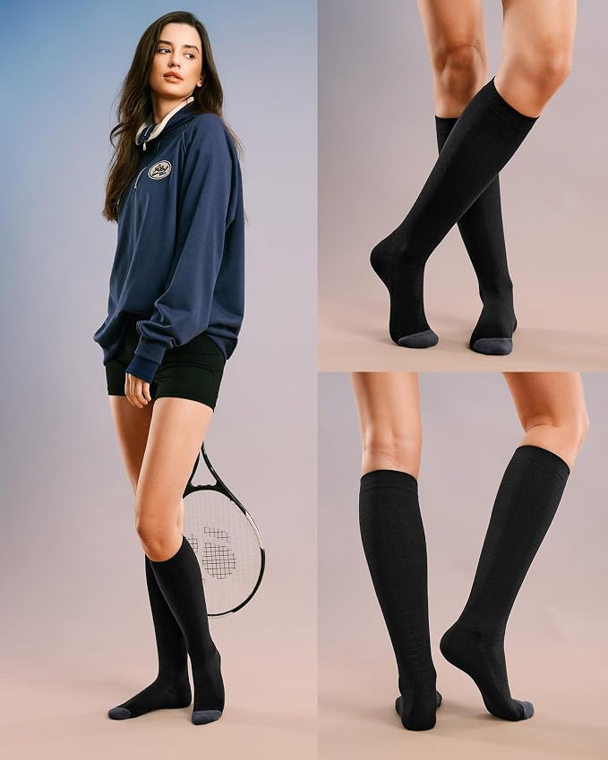 FITRELL 4 Pairs Compression Socks for Women & Men, 15-20mmHg Circulation Support for Athletic Travel Daily Wear - Image 2
