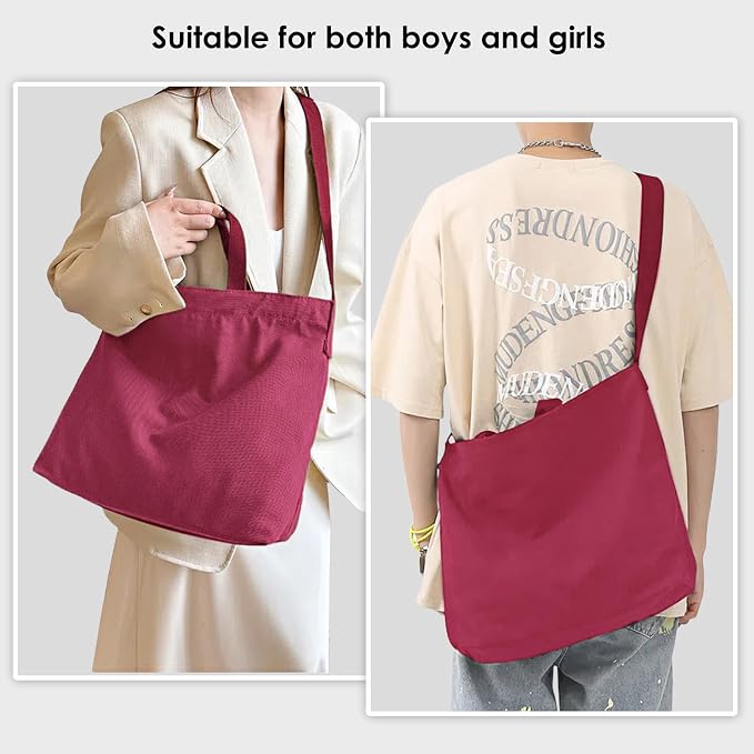 Women's Canvas Tote Bag inside Out Bag with Adjustable Crossbody Strap for Work Travel Shopping Durable Handbag for Men - Image 6