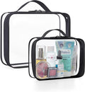 BAGSMART Clear Toiletry Bag with Handle 2-Pack TSA Approved, Black | Water-resistant Travel Toiletry Bag, Carry On Travel Accessories Bag, Airport Airline Quart Size Bags Women Men, Makeup Bag by BAGSMART