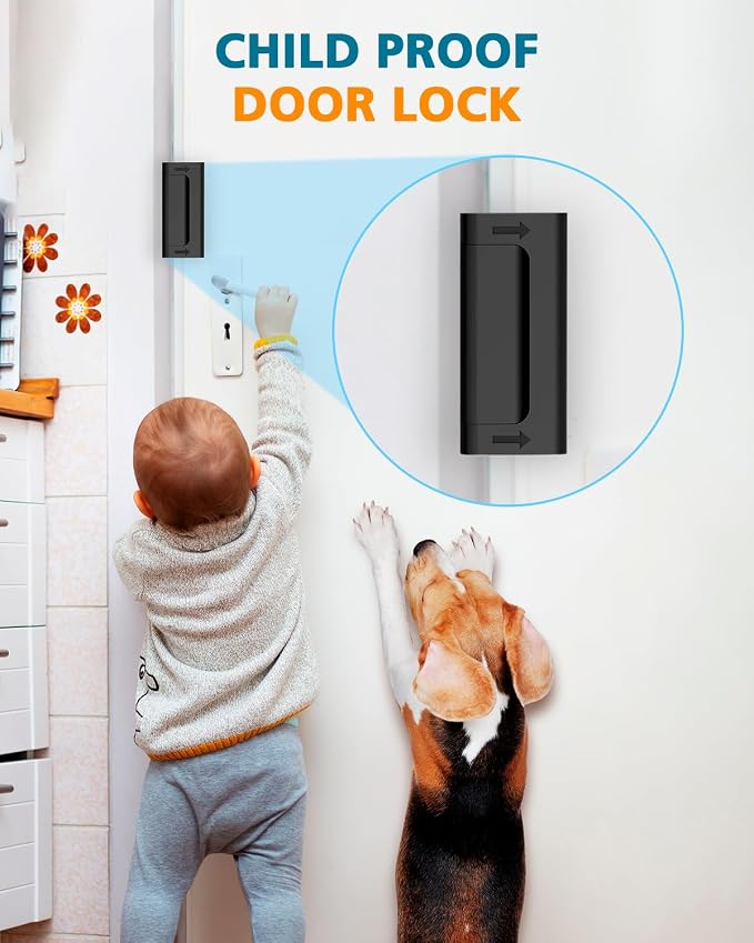 Home Security Door Reinforcement Lock Door Locks for Kids Safety Front Door | Child Proof Safety Lock Latch for Top of Inside Bedrooms Apartment Patio Extra Lock, High Night Flip Door Latches - Image 4