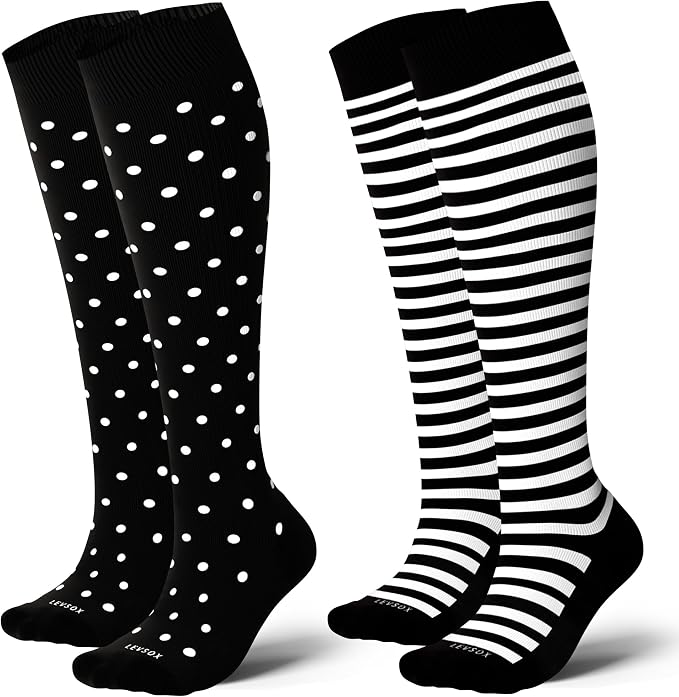 LEVSOX Cotton Compression Socks for Women&Men 20-30mmHg Knee High Cute Support Sock for Nurses Pregnancy Travel by Levsox