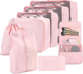 Packing Cubes for Travel, 8 Set Luggage Organizer Bags Travel Cubes for Packing Compression Luggage Cubes for Suitcase Carry on Travel Essentials with Laundry & Toiletry Bag（pink） by Greenfeather