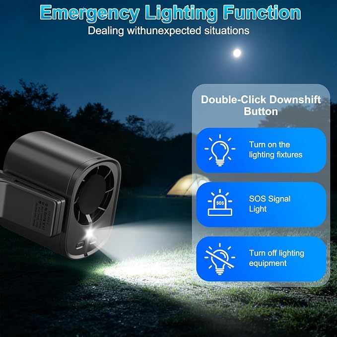 Portable Clip on Air Conditioner Fan for Car with LED Display, 360° Rotation 199 Speeds Mini Cooling Fans, USB Rechargeable 1500mAh Battery Powered Personal Fan for Car Vehicle Stroller Office Camping - Image 7