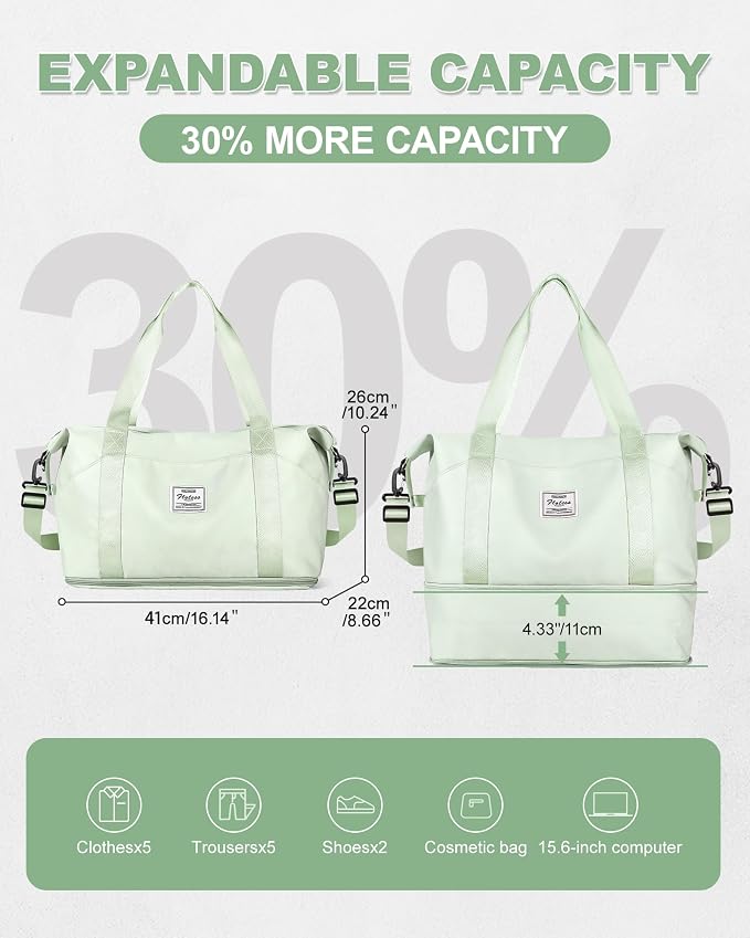 Travel Duffel Bag, Sports Tote Gym Bag, Shoulder Weekender Overnight Bag for Women - Image 4