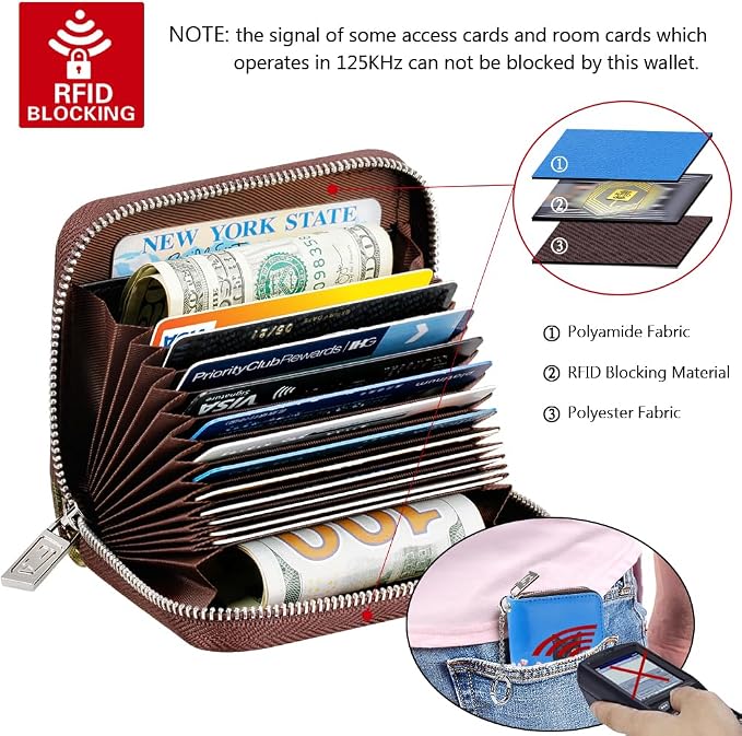 FurArt Zipper Wallet Women RFID Credit Card Holder keychain Wallet | ID Window RFID Blocking Compact Small business 15/16 slots - Image 5