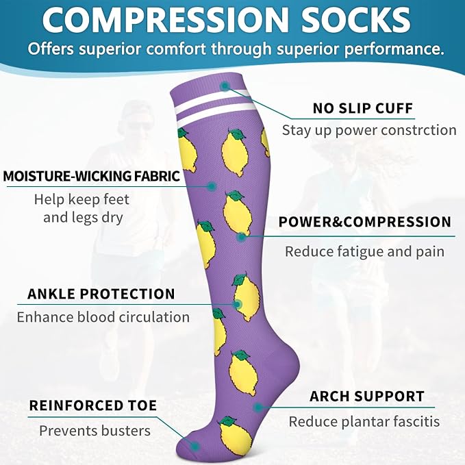 6 Pack Copper Compression Socks for Women and Men Circulation-Best Support for Medical,Running,Nursing,Athletic - Image 5