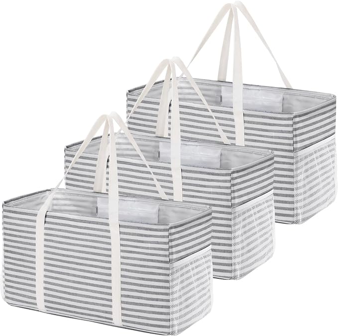 Lifewit Extra Large Tote Bag, Reusable Grocery Bags with Metal Wire Frame and Handles by Lifewit