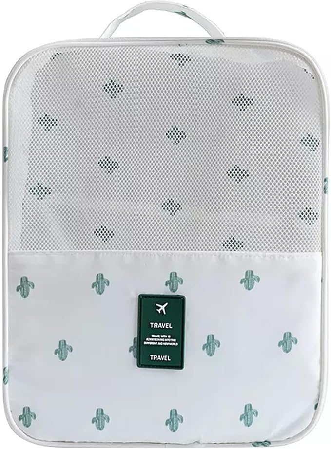Shoe Bag for Travel, Travel Shoe Bag for Packing, Hold 3 Pairs of Shoes, Travel Essentials for Flying Shoe Organizer Shoe Storage Bag for Travel Cactus White by ENETECk
