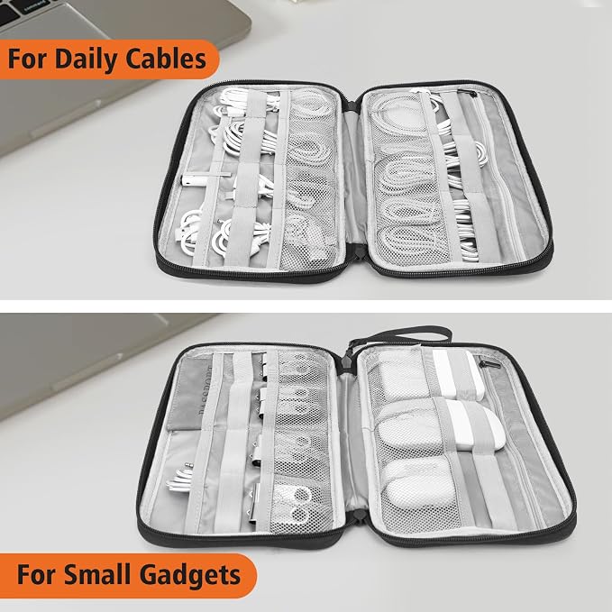 Cord Organizer Travel, Cable Bag, Electronics Organizer Travel Case, Tech Carrying Pouch, Charger Carrying Case, Tech Gifts, Black 11B - Image 2