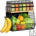 Magnetic Shelf for Fridge with Wood Lid, Fruit Potato and Onion Storage Bins, Pantry Organizers & Storage, Large Container Magnetic Spice Rack for Refrigerator, Kitchen Counter (Black, 1) by Ofiray-home