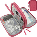 CAAORDKSO Electronic Organizer Travel Case Storage Bag, Universal Electronics Accessories Case Portable Travel Bag for Women, Cable, Cord, Charger, Phone, Power Bank, Earphone (Rose Red, Large) by Unknown