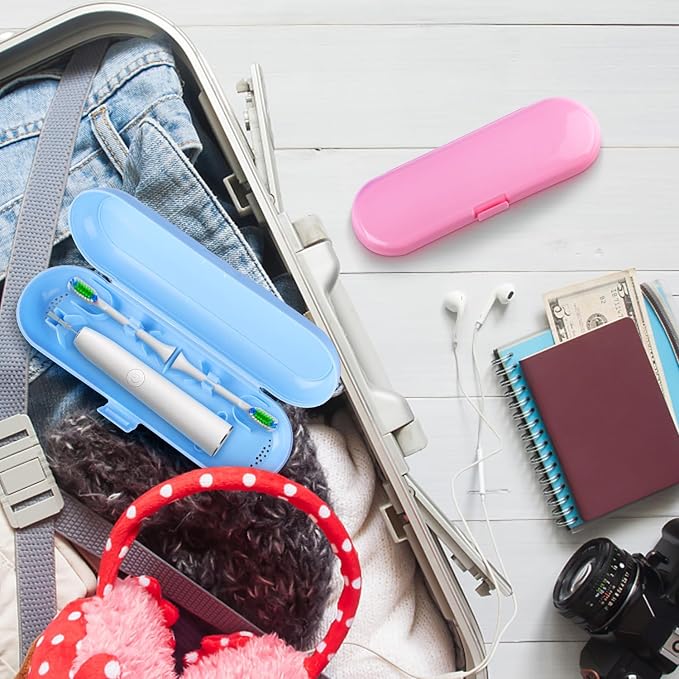 Fowecelt 2 Pack Electric Toothbrush Travel Case for Oral-B Pro and Other Electric Toothbrush, Portable Travel Toothbrush Holder(Blue & Pink) - Image 3