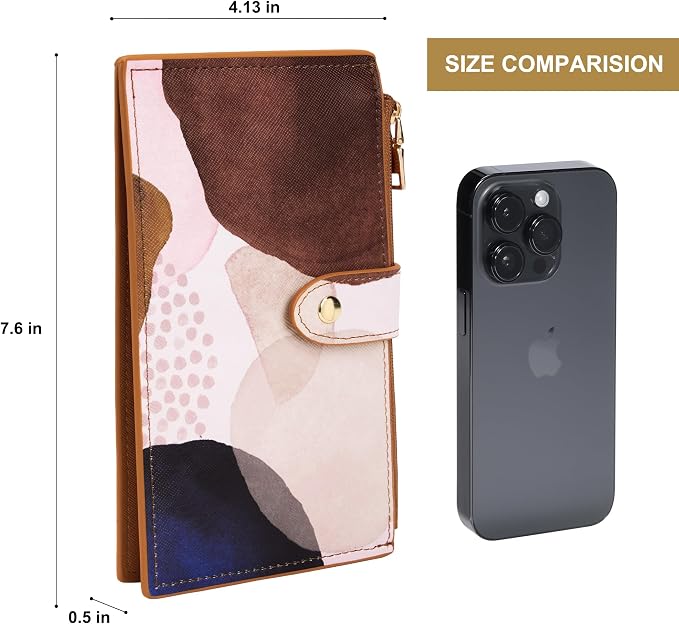 Travelambo RFID Wallet Women Large Size Bifold Multi Card Wallet Case with Zipper Pocke Credit Card Holder for Women - Image 2