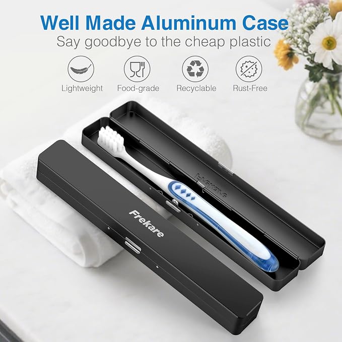 Frekare Toothbrush Case Aluminum, Travel Toothbrush Holder Kit Portable | 4 Pack Manual Toothbrush Travel Case for Bathroom, Camping, Business Trip, School Toothbrush Organizer - Image 3